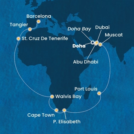 Emirati Arabi Uniti, Oman, Mauritius, Sud Africa, Namibia, Isole Canarie, Marocco, Spagna