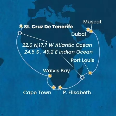 Isole Canarie, Namibia, Sud Africa, Mauritius, Oman, Emirati Arabi Uniti