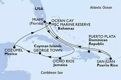 USA, Giamaica, Isole Cayman, Messico, Bahamas, Repubblica Dominicana, Porto Rico