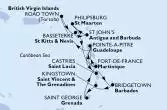 Fort de France,Pointe-a-Pitre,Road Town,Basseterre,St John s,Philipsburg,Fort de France,Pointe-a-Pitre,Castries,Bridgetown,Kingstown,Saint George,Fort de France