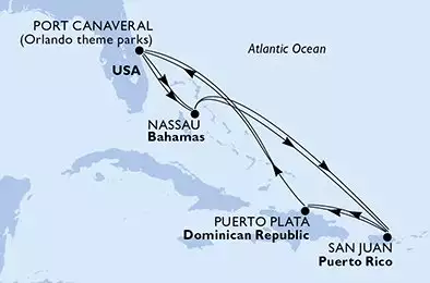 Port Canaveral,Nassau,San Juan,Puerto Plata,Port Canaveral,Nassau,San Juan,Puerto Plata,Port Canaveral