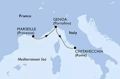 Marseille,Genoa,Civitavecchia