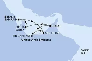 Dubai,Doha,Bahrain,Abu Dhabi,Sir Bani Yas,Dubai