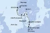 Copenhagen,Warnemunde,Eidfjord,Bergen,Kristiansand,Oslo,Copenhagen